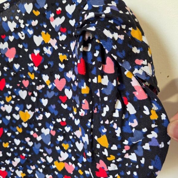 EUC LOFT HEARTS PRINT COLORFUL TOP BABYDOLL STYLE SIZE SMALL - Picture 12 of 16